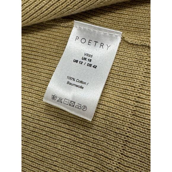 POETRY Women's Tan Open Front Tight Knit Cardigan 12 Preppy Casual Office Siren - Picture 7 of 9